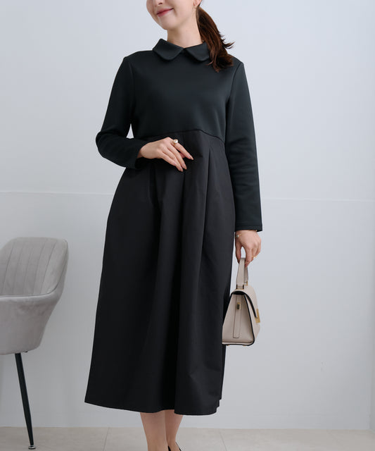 【2月22日(日)20時〜新発売】丸襟タフタ切替ワンピース