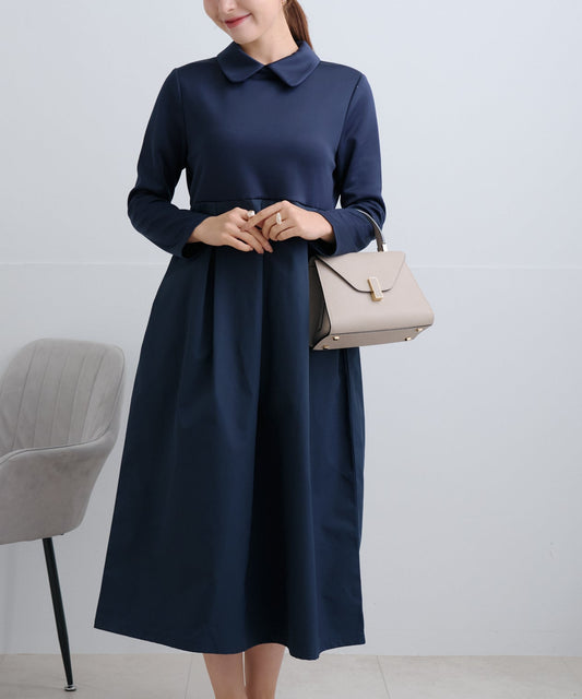 【2月22日(日)20時〜新発売】丸襟タフタ切替ワンピース