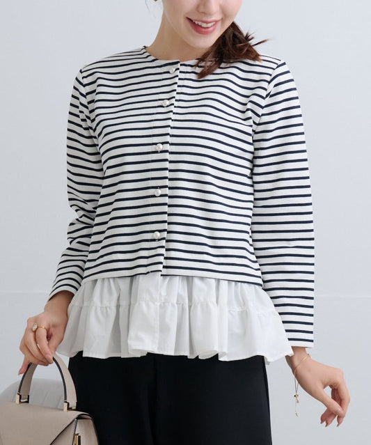 【2月22日(日)20時〜新発売】セパレートフリル2wayパールボーダーカーディガン