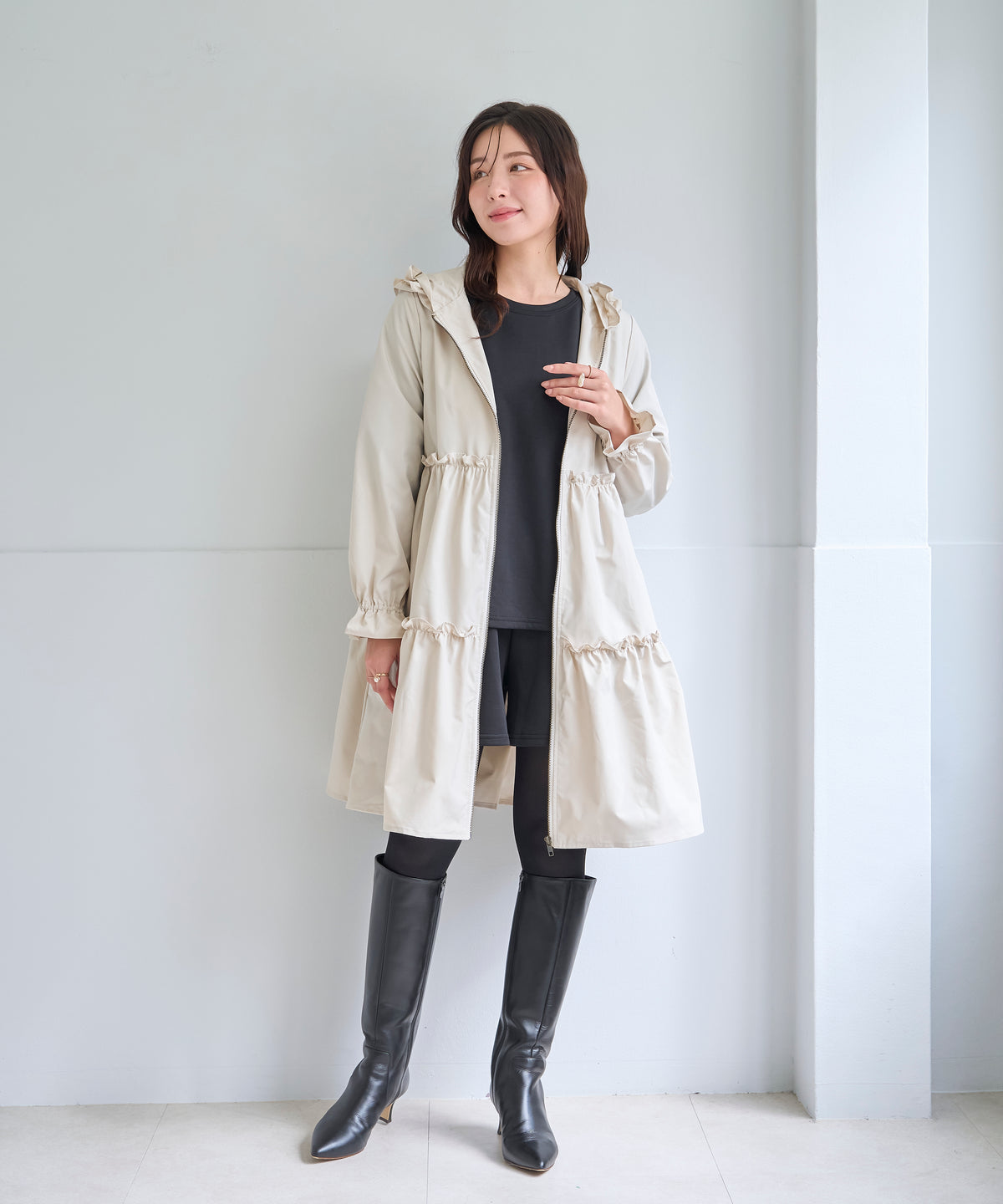 【9月20日(日)20時〜新発売】撥水フリルティアードコート(撥水防汚素材使用)