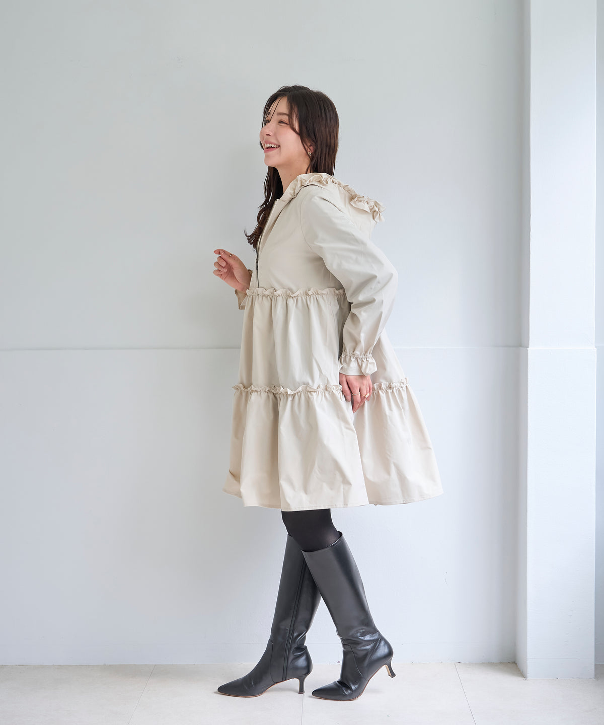 【9月20日(日)20時〜新発売】撥水フリルティアードコート(撥水防汚素材使用)