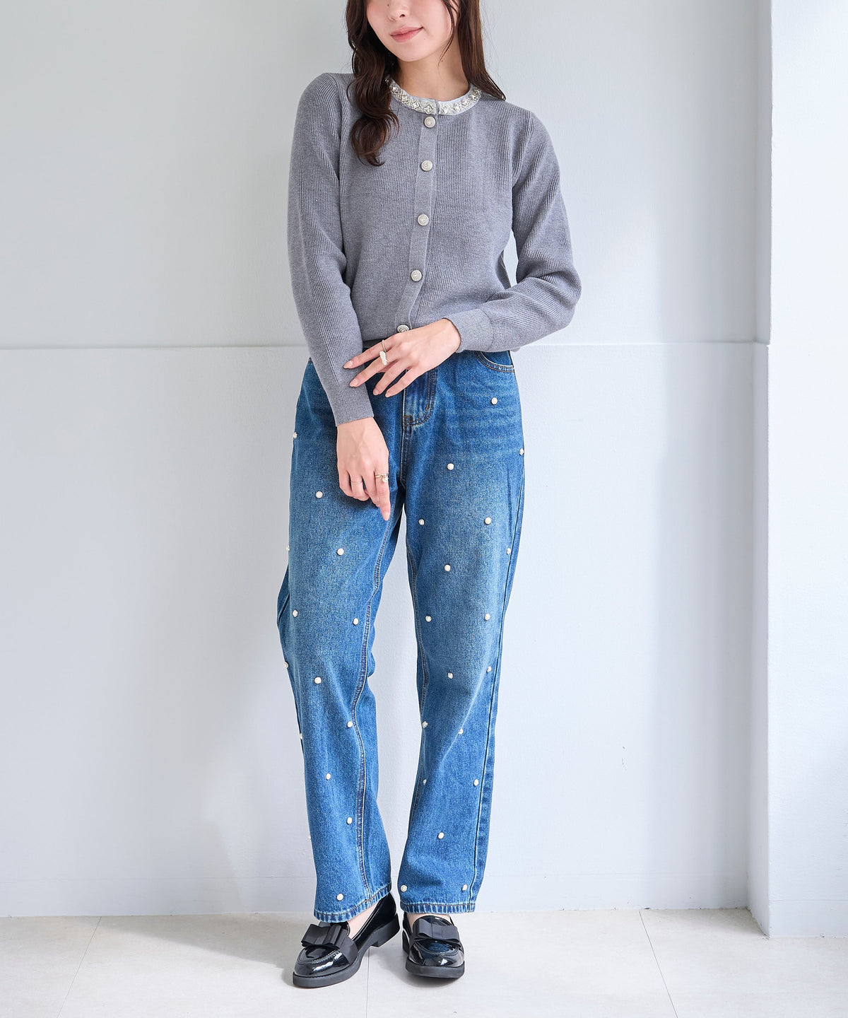 【10月18日(日)20時〜新発売】ジュエルネックニットカーディガン