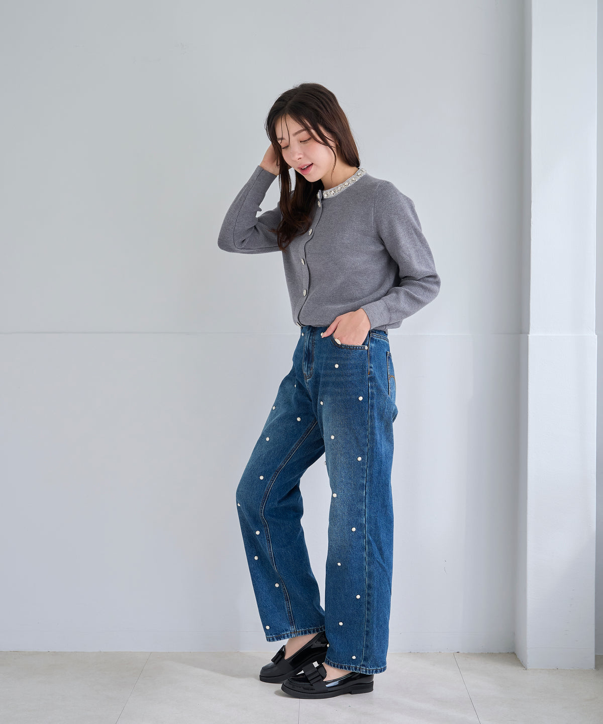 【10月18日(日)20時〜新発売】ジュエルネックニットカーディガン