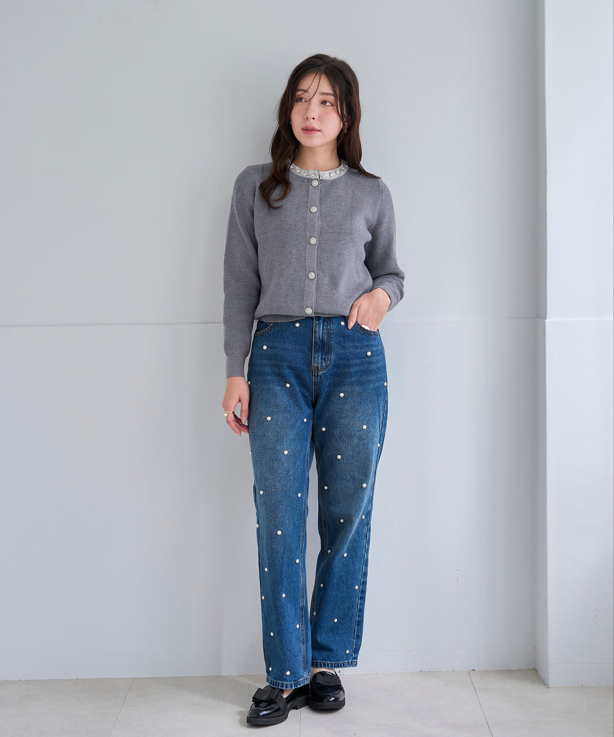 【10月18日(日)20時〜新発売】ジュエルネックニットカーディガン