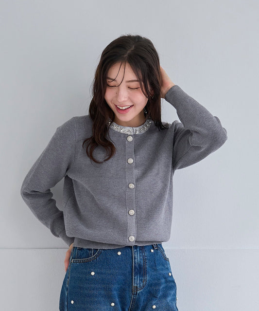 【10月18日(日)20時〜新発売】ジュエルネックニットカーディガン