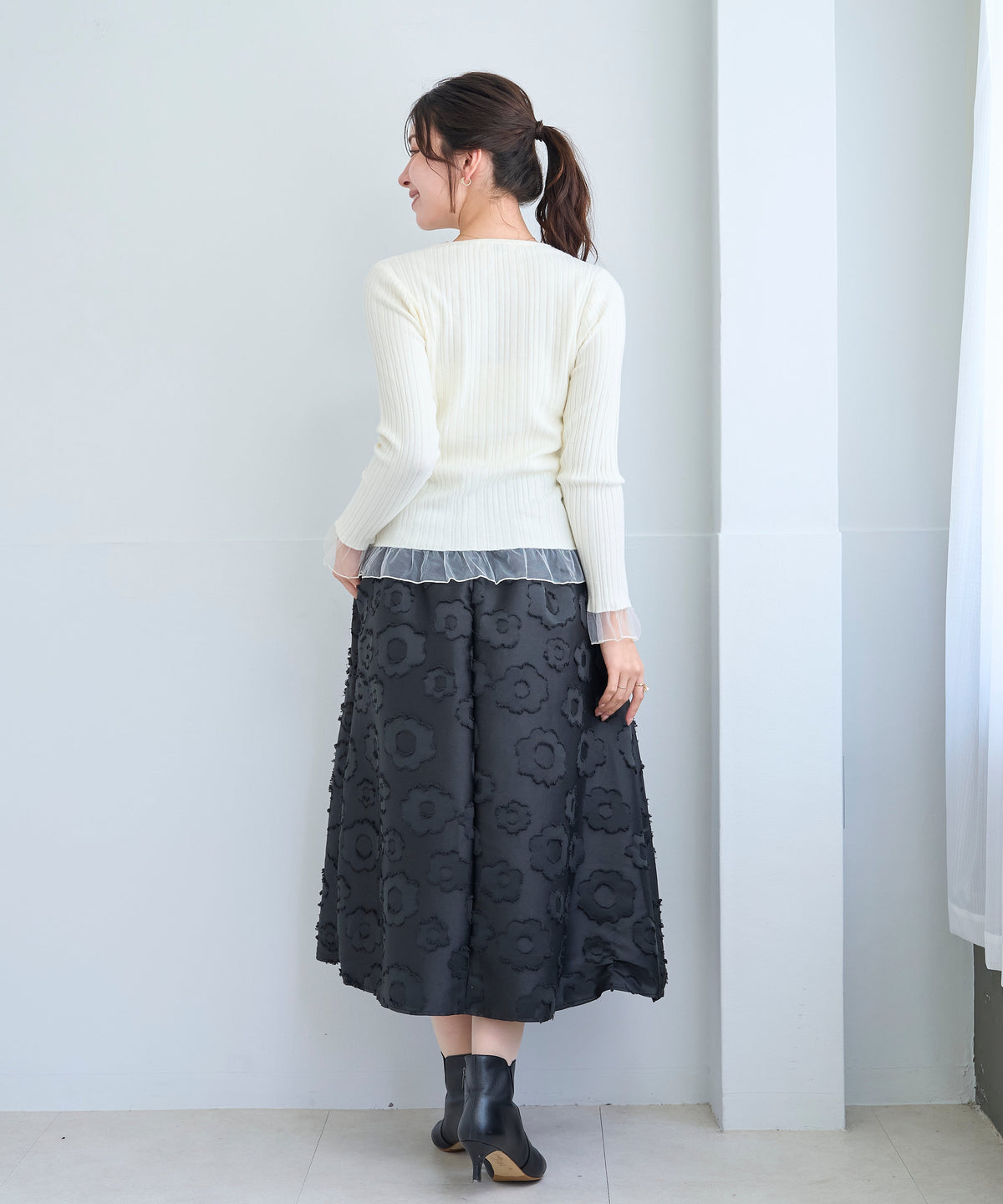 【10月18日(日)20時〜新発売】チュールフリルトリムリブニット