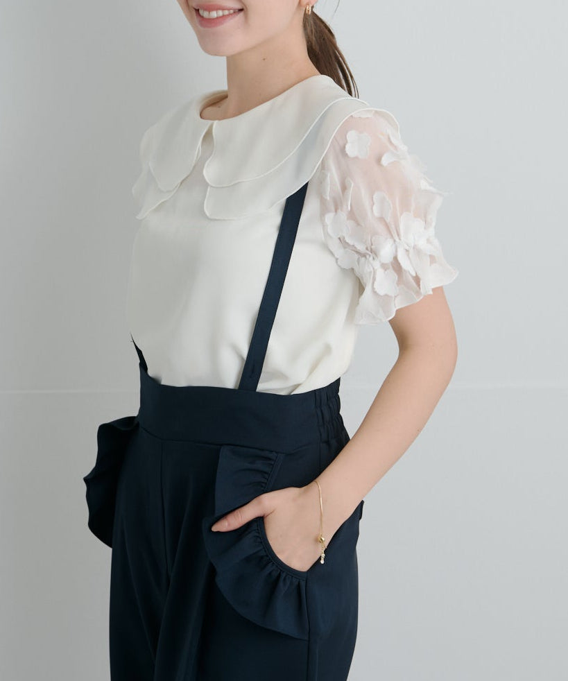 【5月10日(日)20時〜第２段予約販売開始】フローラルペタルショートスリーブブラウス
