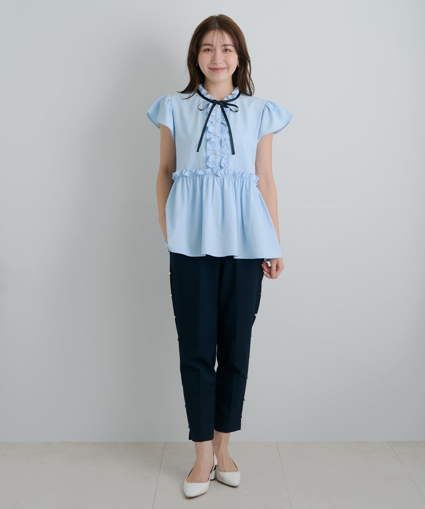 16SS ノーブル ラッフル ヘム ブラウス Noble（ノーブル）の「シマージョーゼットラッフルブラウス（）」 - WEAR