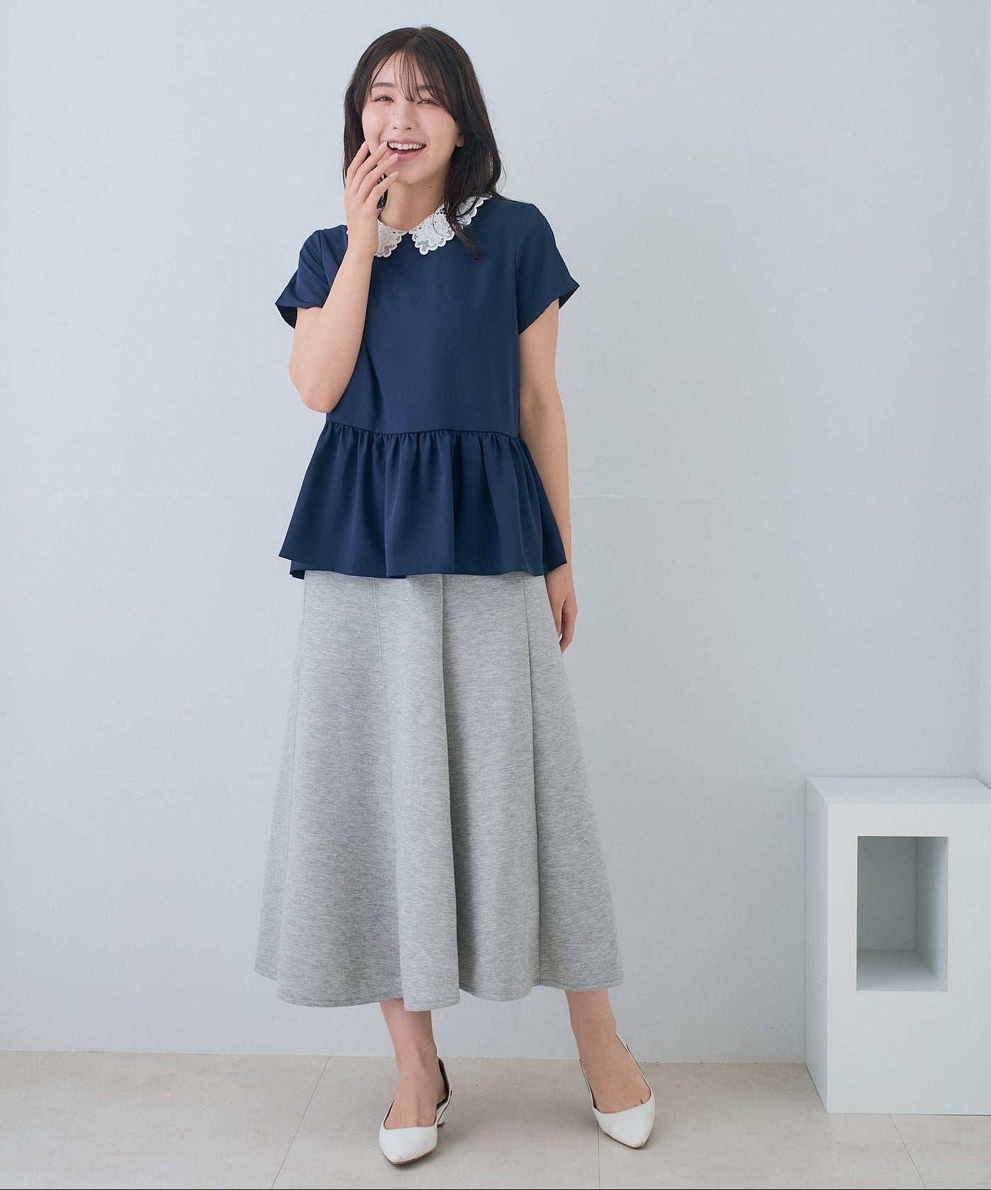 【5月24日(日)20時〜新発売】レースカラー2WAYぺプラムブラウス