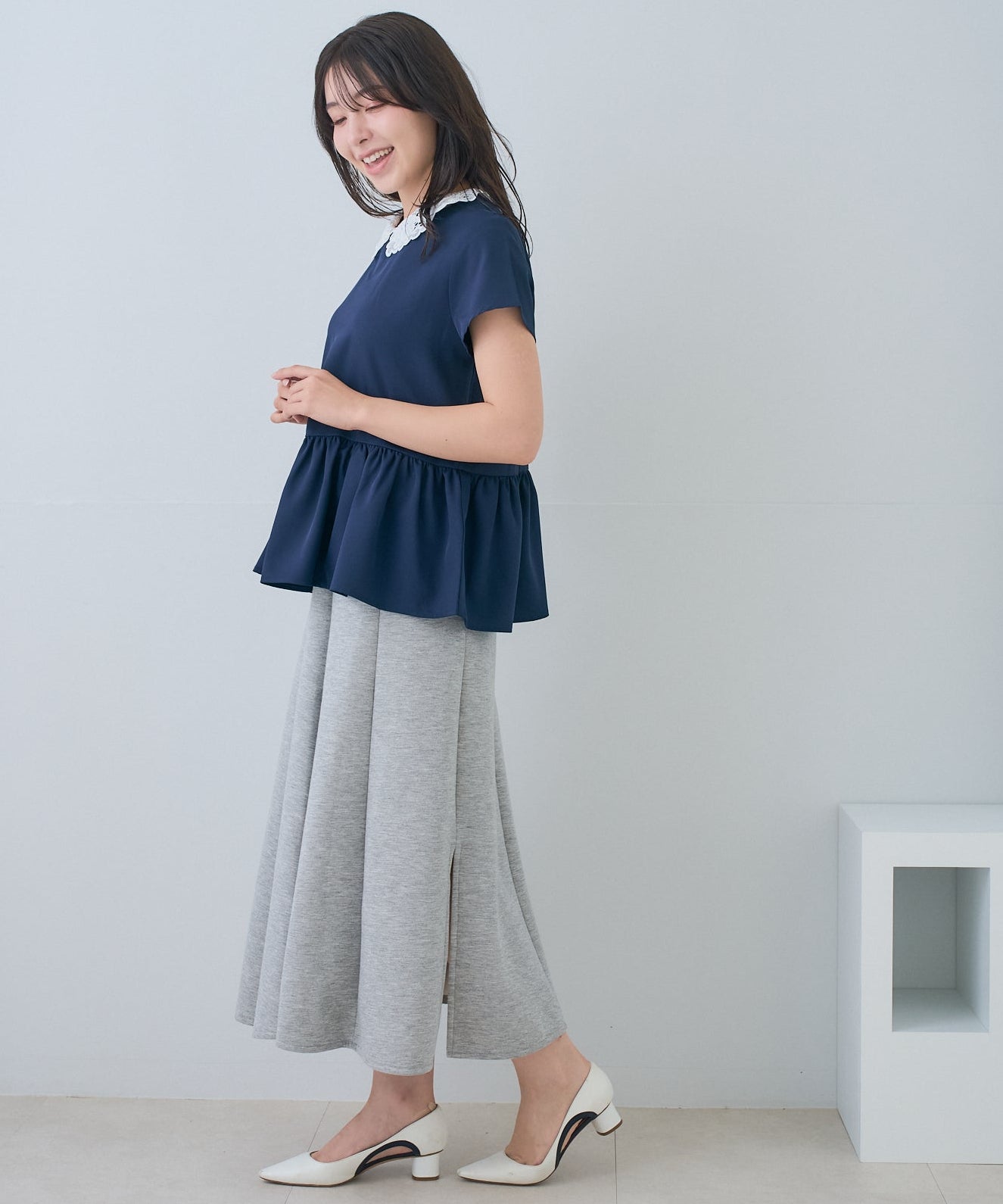 【5月24日(日)20時〜新発売】レースカラー2WAYぺプラムブラウス
