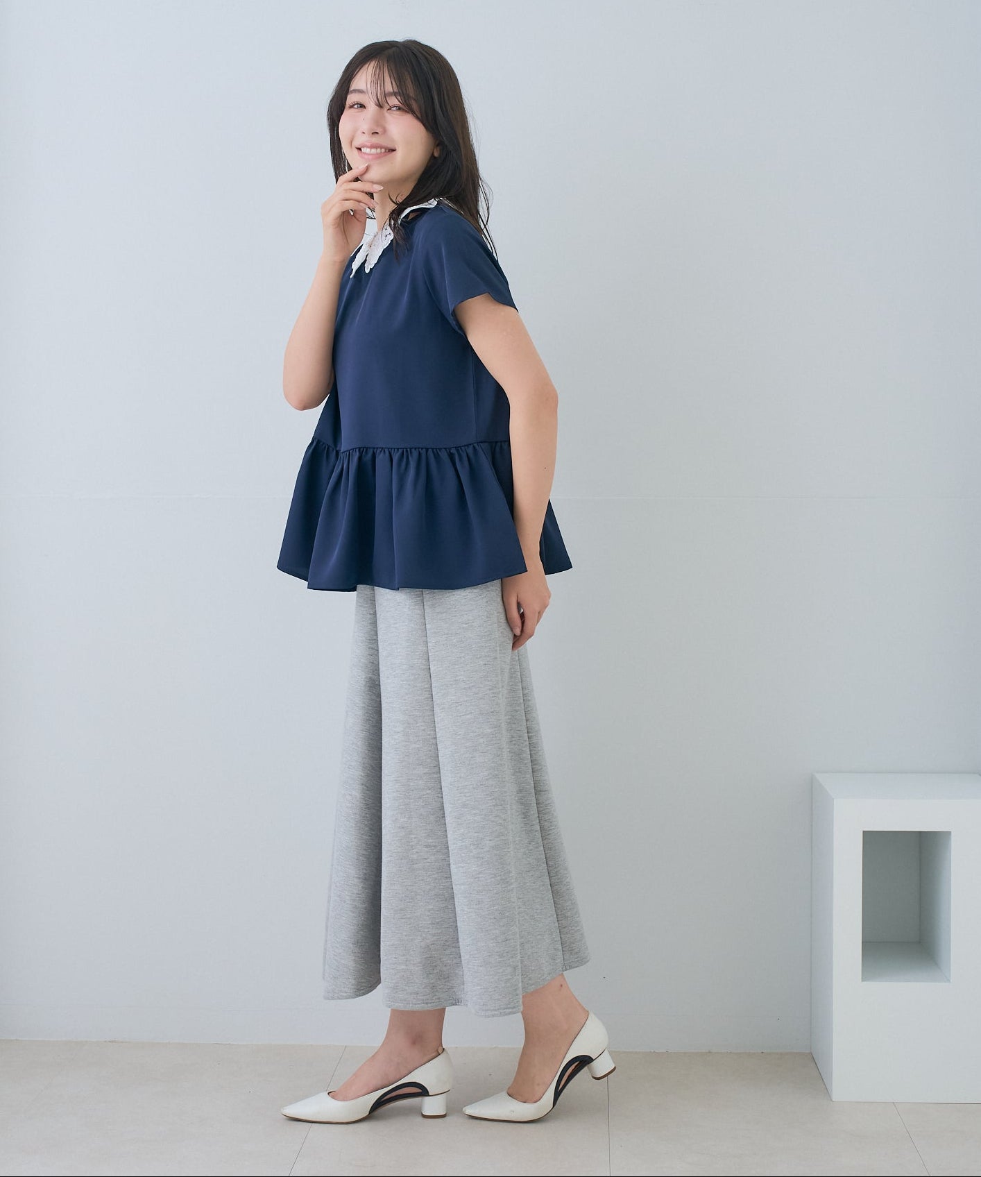 【5月24日(日)20時〜新発売】レースカラー2WAYぺプラムブラウス