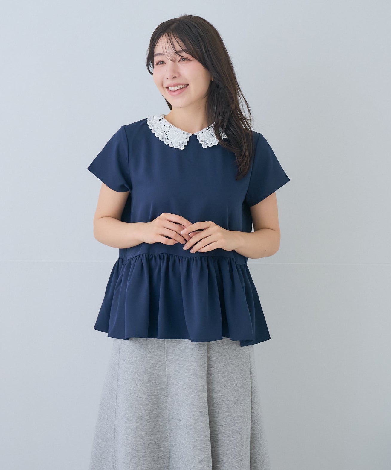 【5月24日(日)20時〜新発売】レースカラー2WAYぺプラムブラウス
