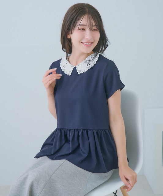【5月24日(日)20時〜新発売】レースカラー2WAYぺプラムブラウス