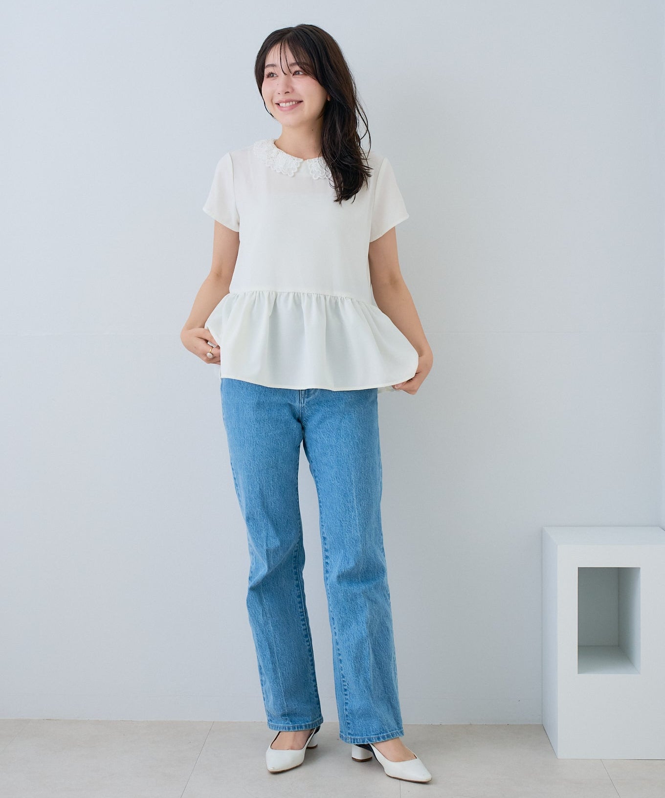 【5月24日(日)20時〜新発売】レースカラー2WAYぺプラムブラウス
