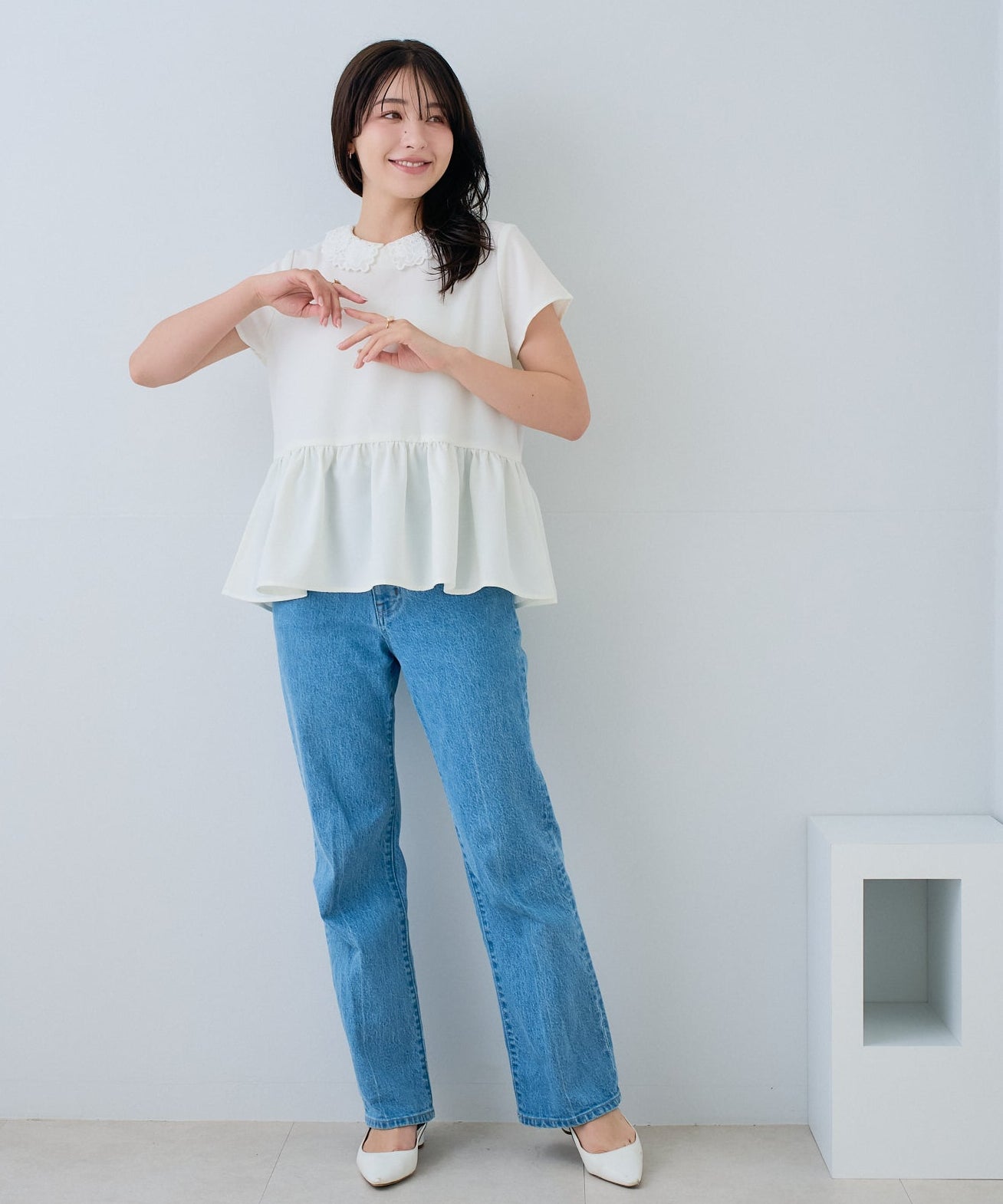 【5月24日(日)20時〜新発売】レースカラー2WAYぺプラムブラウス