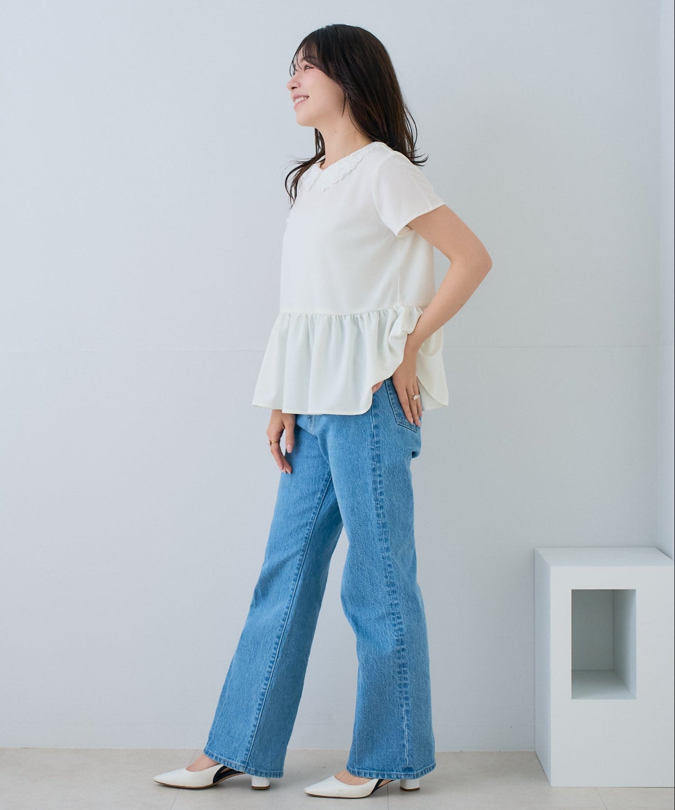 【5月24日(日)20時〜新発売】レースカラー2WAYぺプラムブラウス