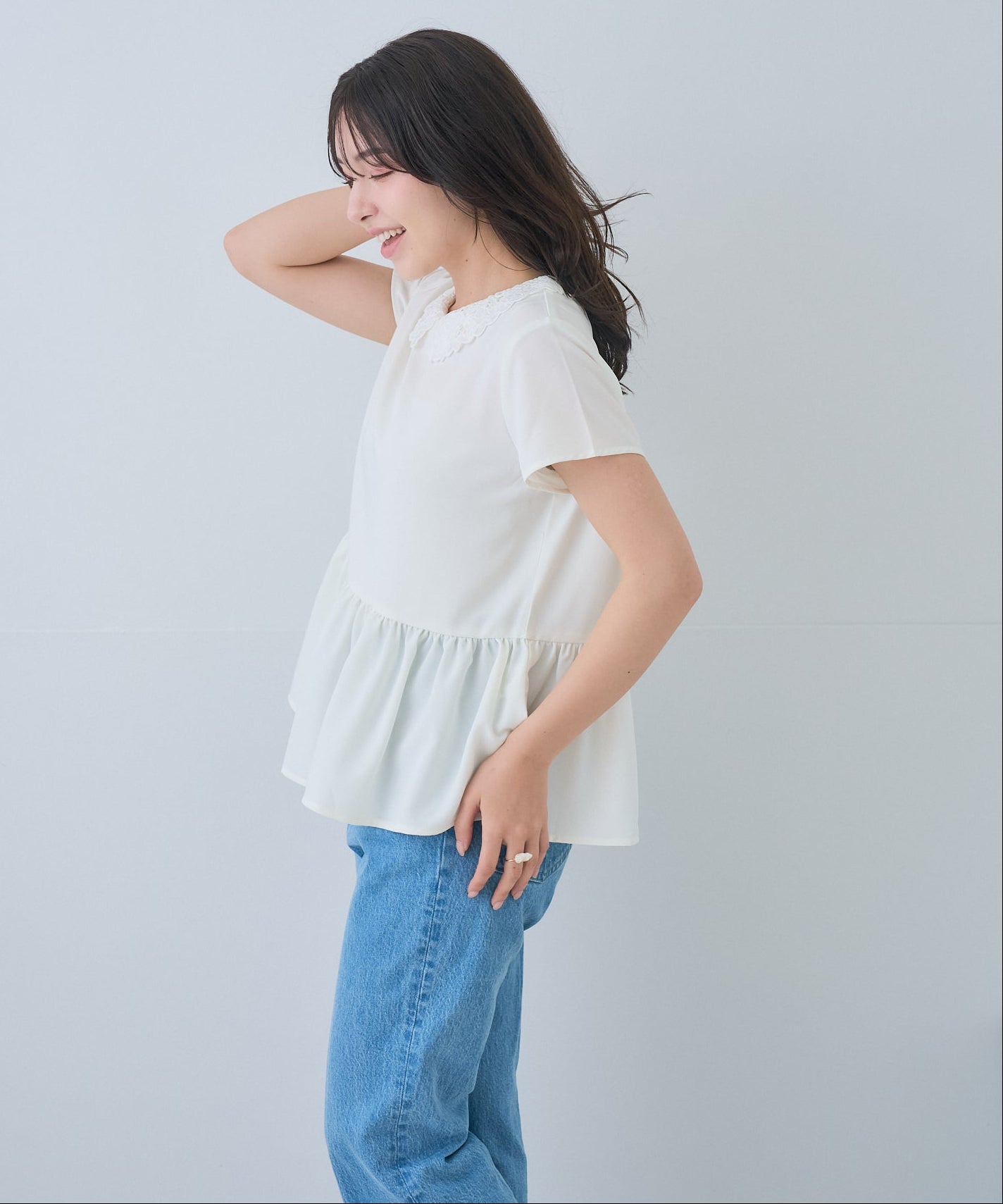 【5月24日(日)20時〜新発売】レースカラー2WAYぺプラムブラウス