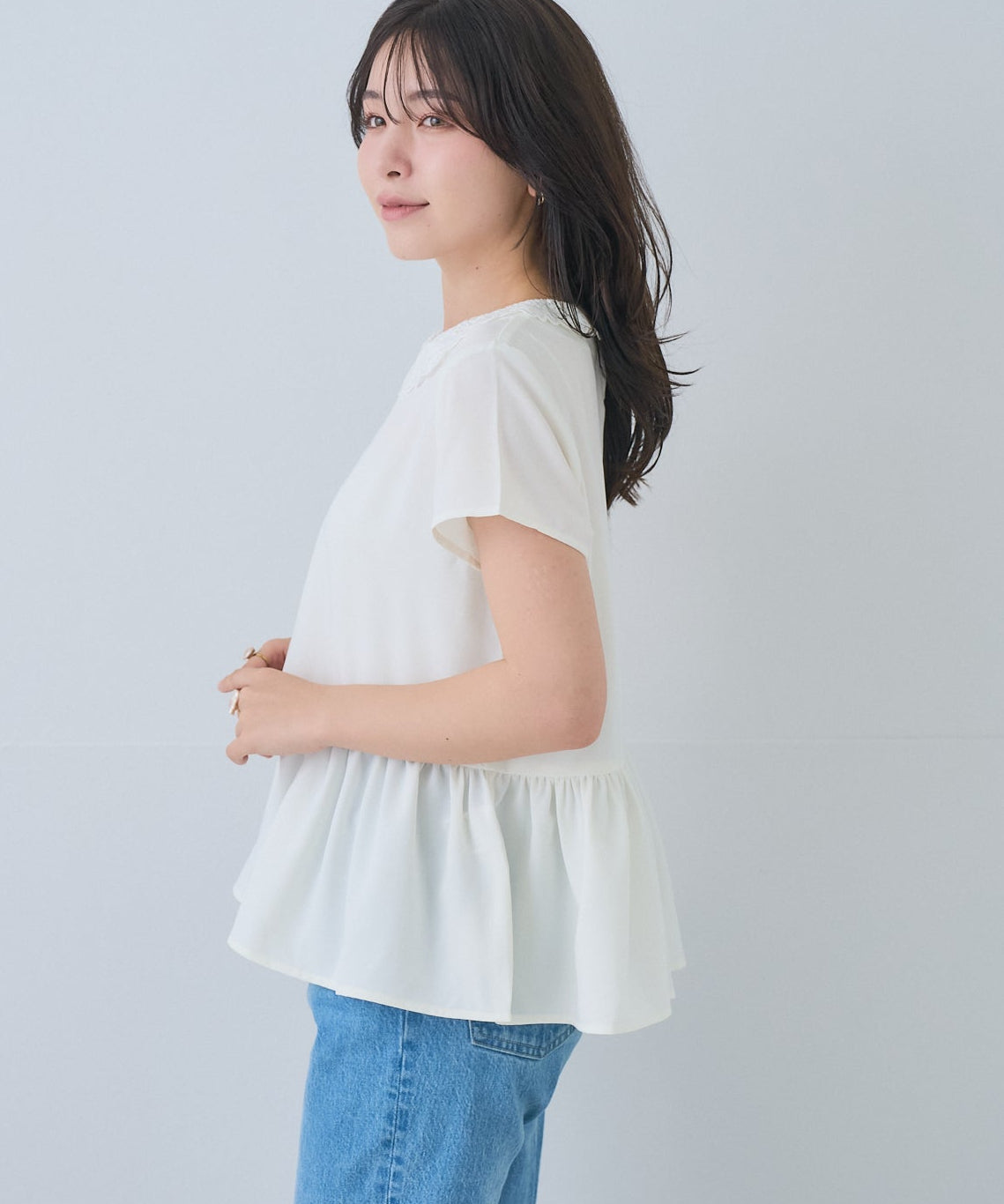 【5月24日(日)20時〜新発売】レースカラー2WAYぺプラムブラウス