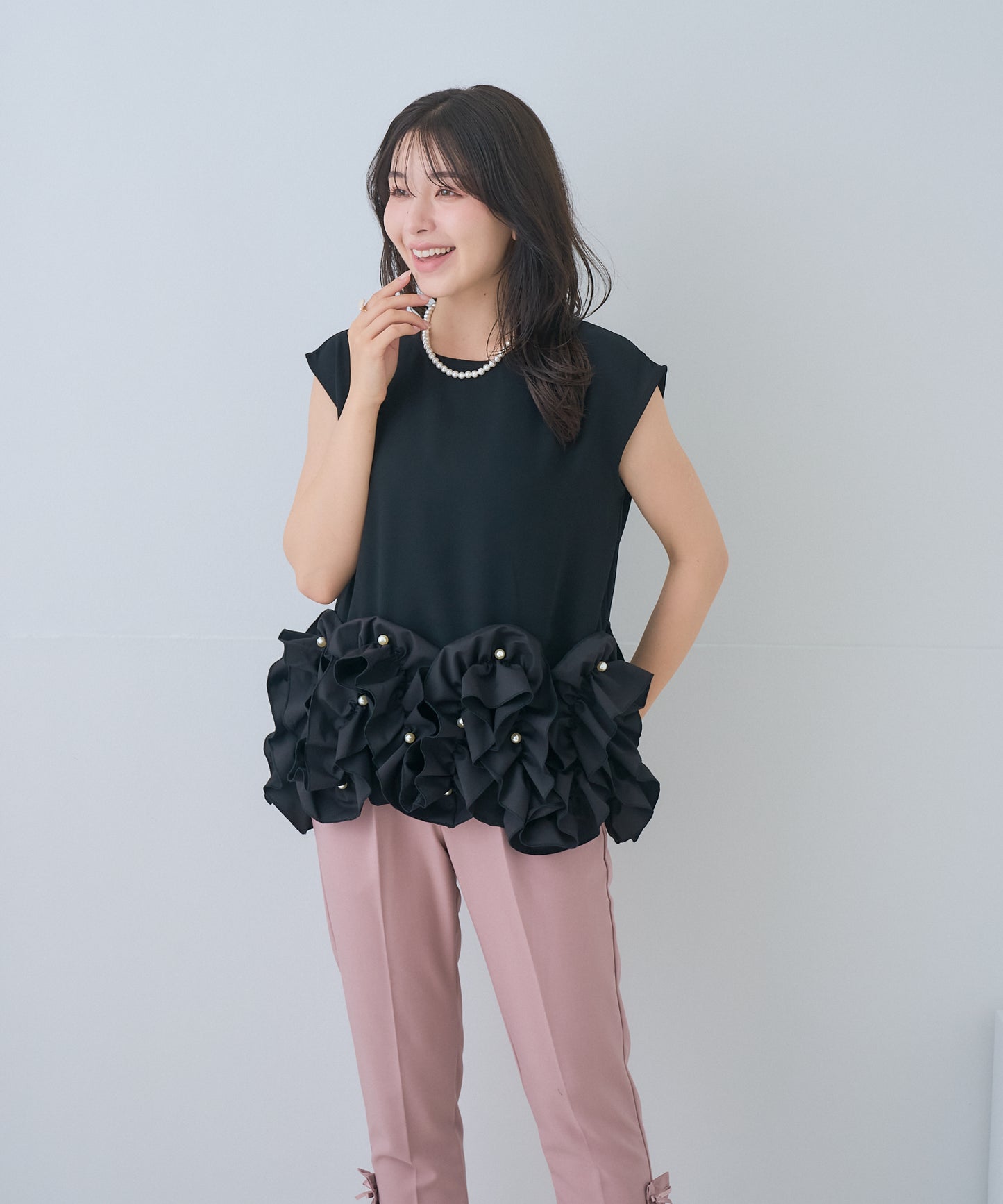 【5月17日(日)20時〜新発売】リュクスフリルパールトップス