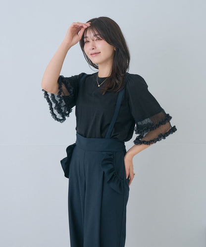 【7月12日(日)20時〜再入荷】フラワーペタルシアースリーブトップス