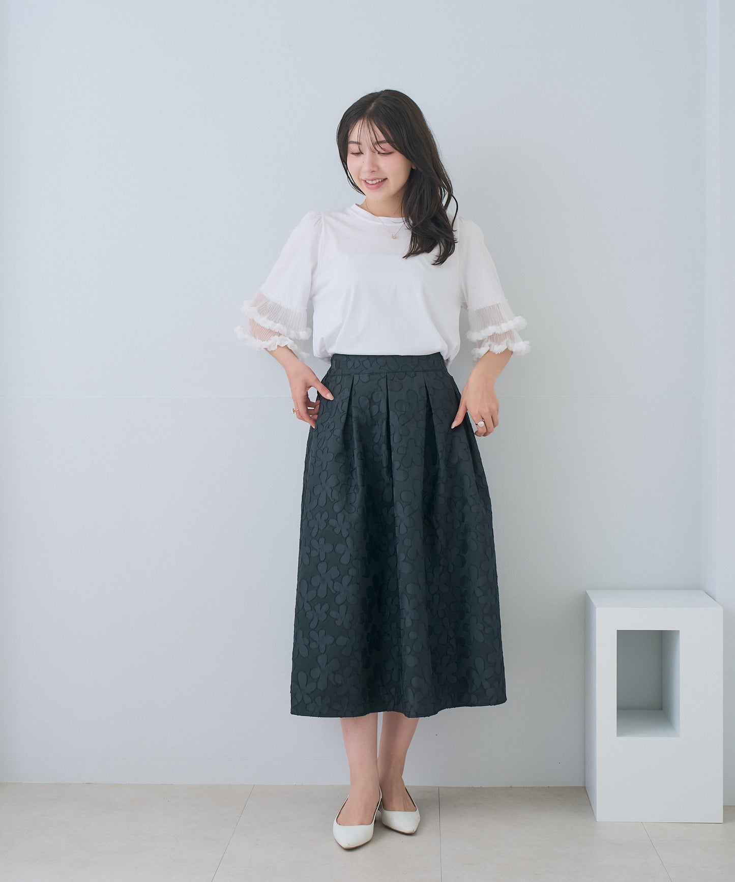 【5月24日(日)20時〜新発売】フラワージャガードボリュームスカート