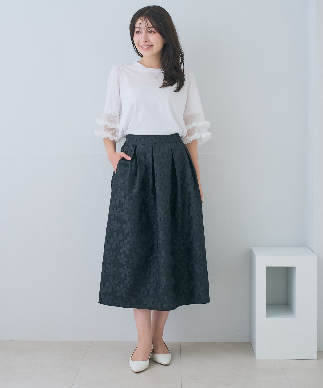 【5月24日(日)20時〜新発売】フラワージャガードボリュームスカート