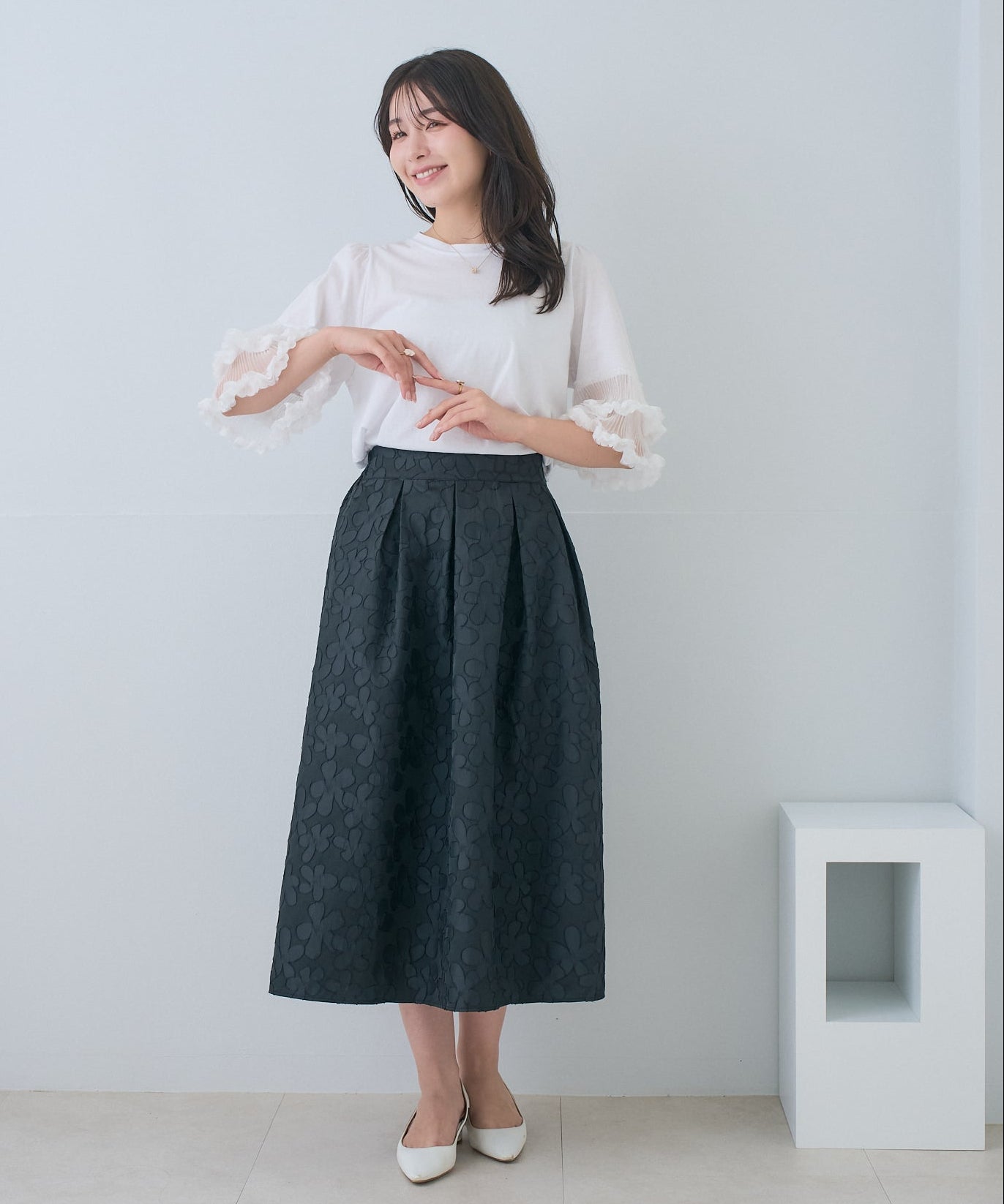 【5月24日(日)20時〜新発売】フラワージャガードボリュームスカート