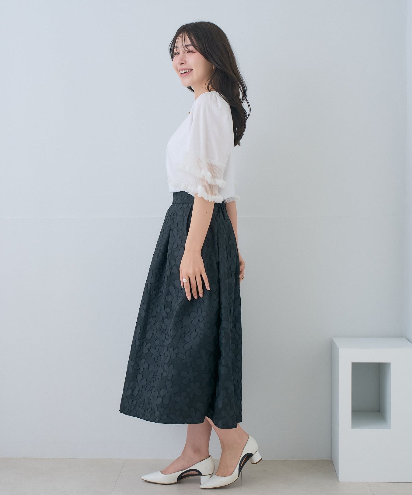 【5月24日(日)20時〜新発売】フラワージャガードボリュームスカート
