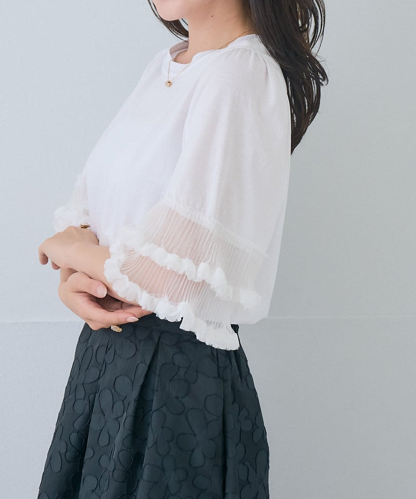 【5月17日(日)20時〜新発売】フラワーペタルシアースリーブトップス