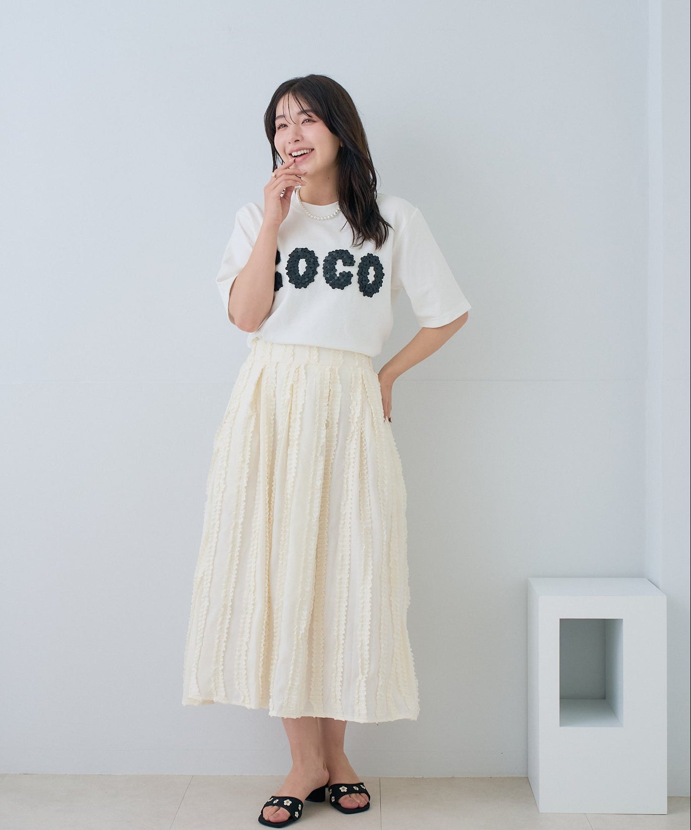 【5月24日(日)20時〜新発売】タックフリルラインフレアスカート
