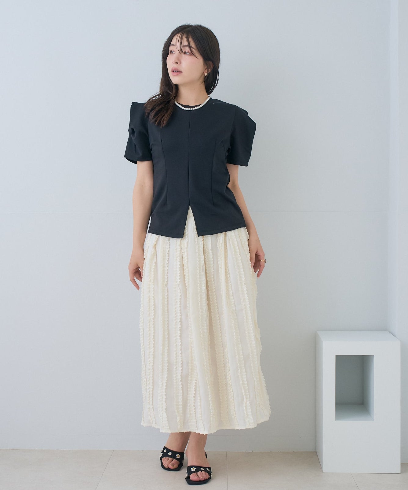 【5月24日(日)20時〜新発売】タックフリルラインフレアスカート