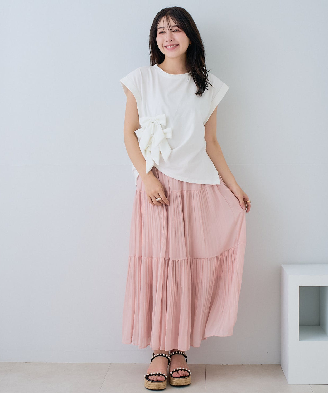 カネコイサオ☆綿ローン段々ティアードスカート ピンク ミストエアリーティアードスカート – Neigeオンラインストア