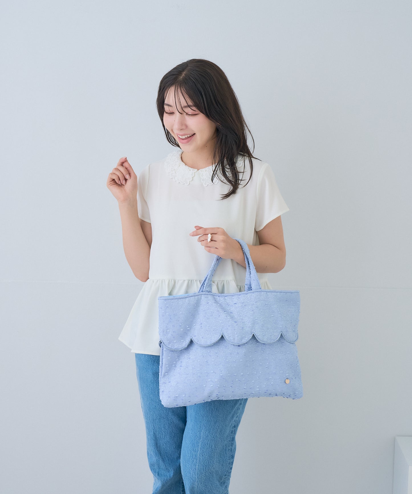【7月12日(日)20時〜新発売】スカラップツイードトート