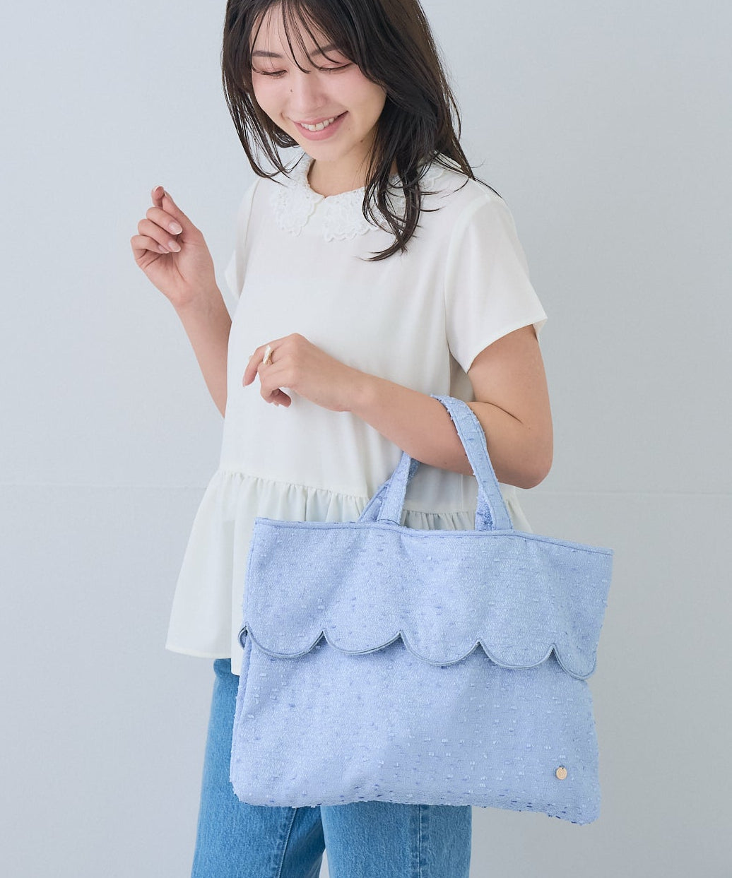 【7月12日(日)20時〜新発売】スカラップツイードトート