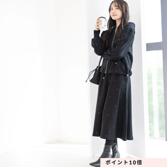 【お得なセット20%割引】ラインストーンミストパーカー＆スカートセット/公式オンライン限定