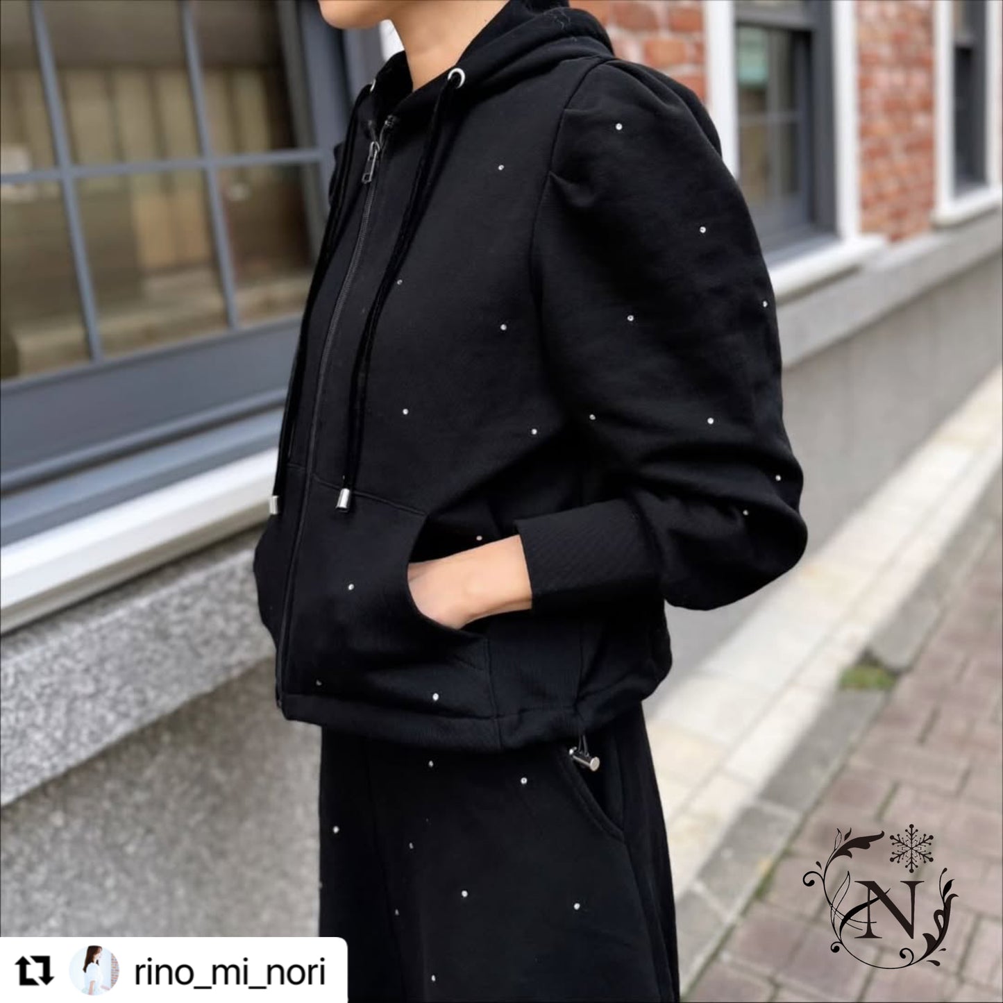 ラインストーンミストパーカー　