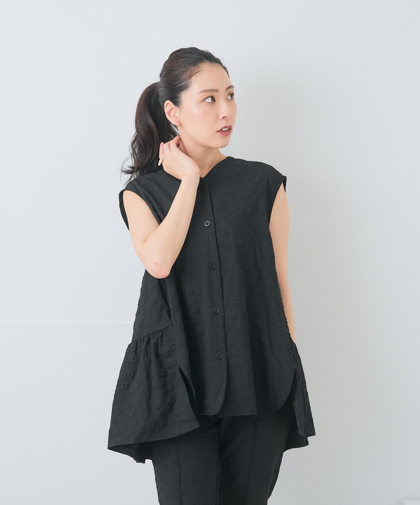【8月5日(水)20時〜新発売】ブルームエンボスフレアジレ/セットアップ対応アイテム