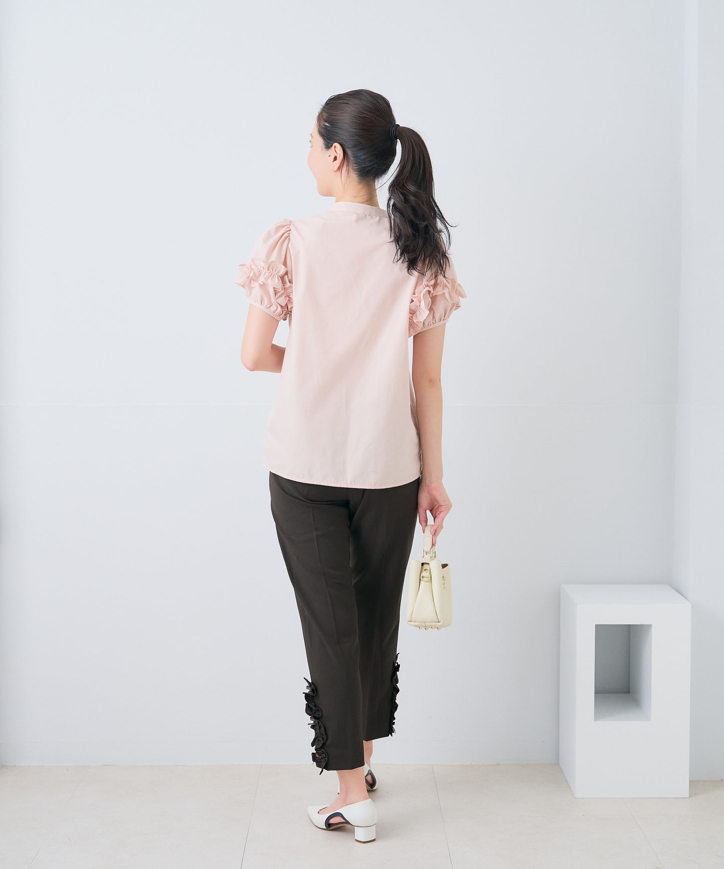【8月5日(水)20時〜新色ブラウン入荷】裾リボンフリルパンツ