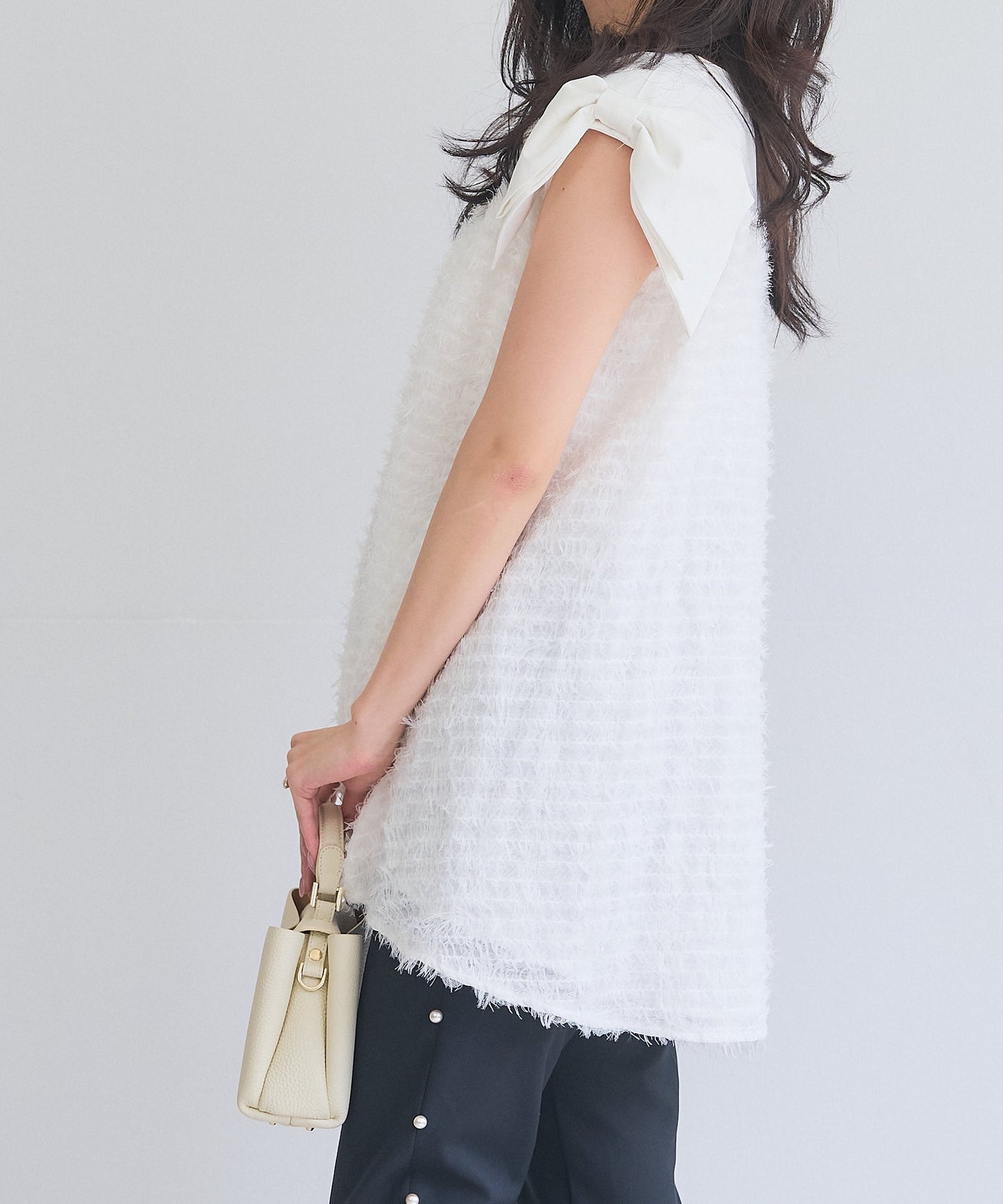 【8月5日(水)20時〜新発売】リボンショルダーフェザージャガード チュニック