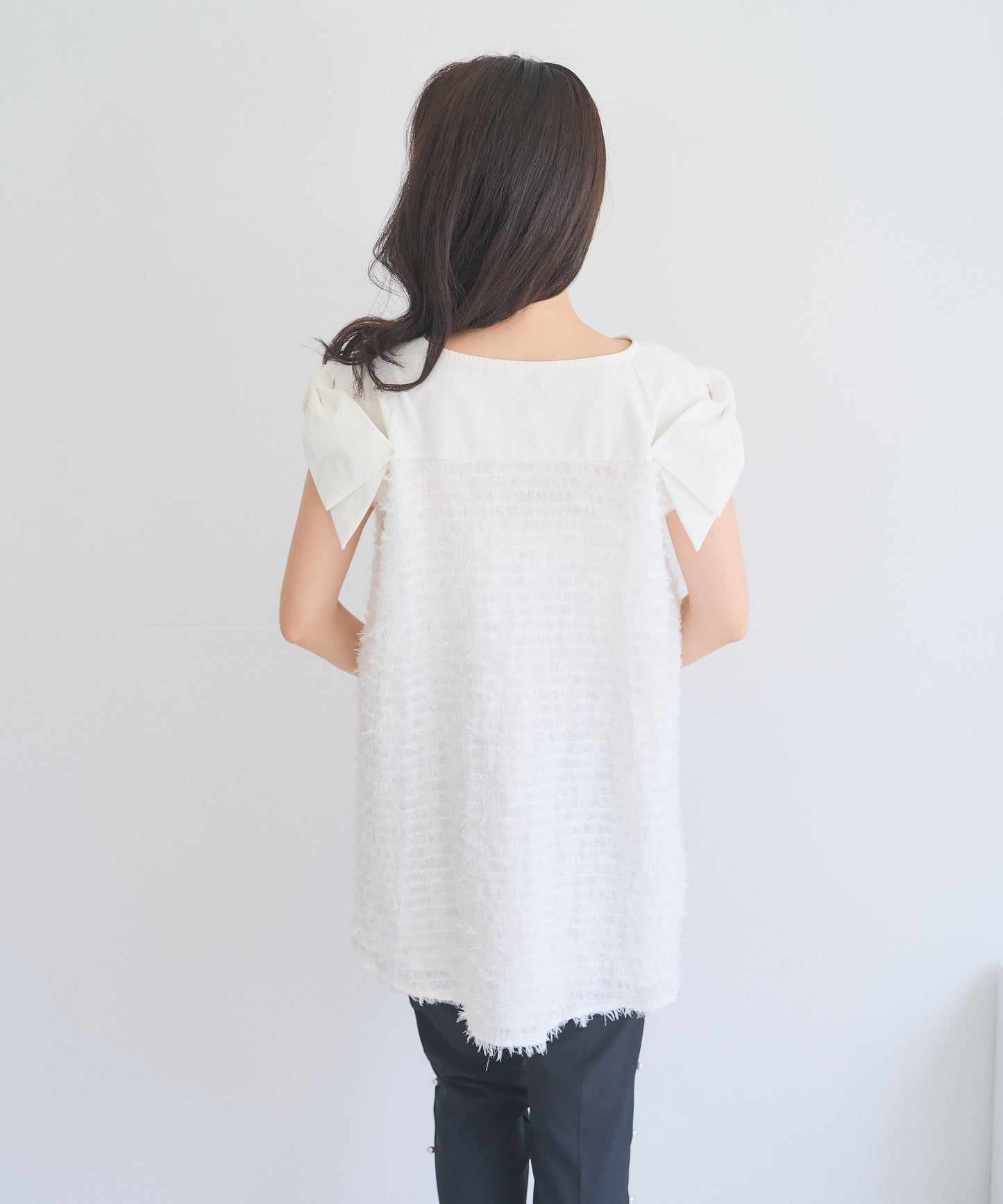 【8月5日(水)20時〜新発売】リボンショルダーフェザージャガード チュニック