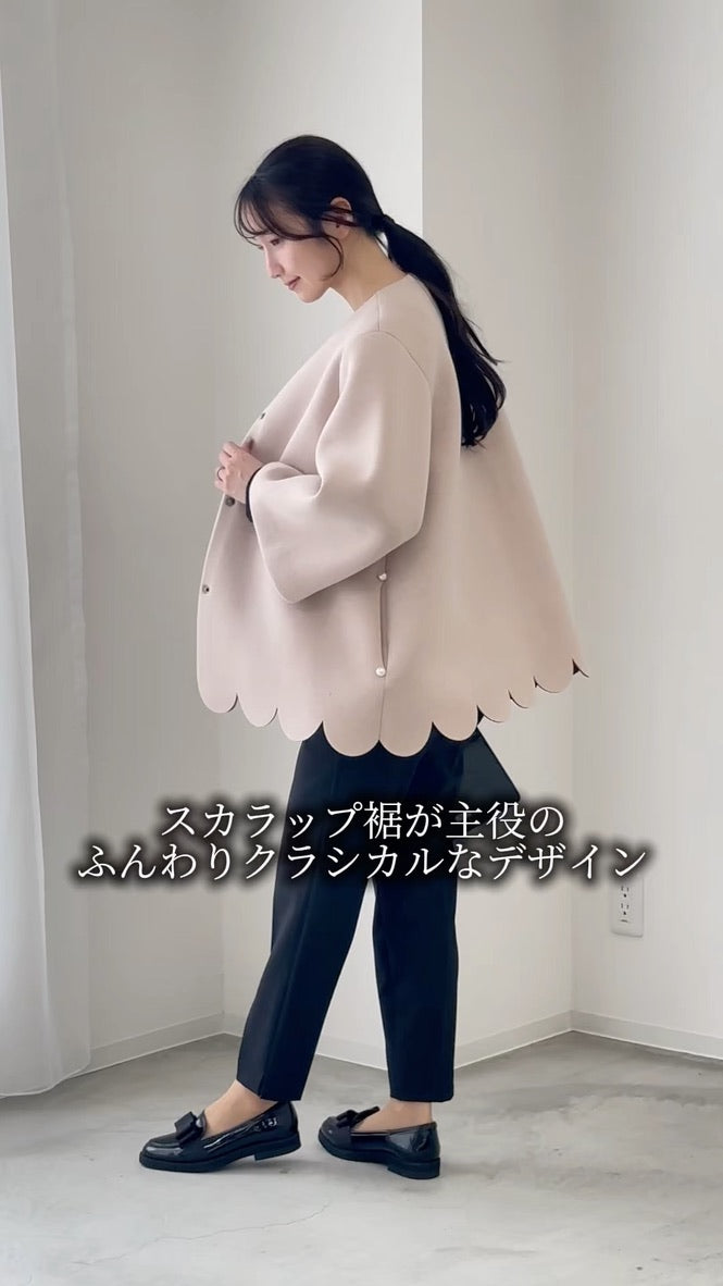 スカラップAラインジャケットコート