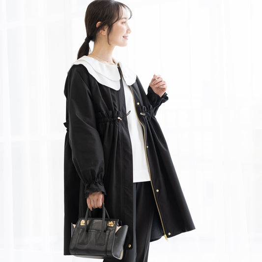 ギャザーフリルドローストコート