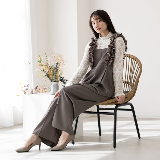【10月3日(金)13時〜新発売】フリルベロアサロペット