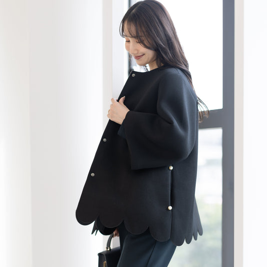 スカラップAラインジャケットコート