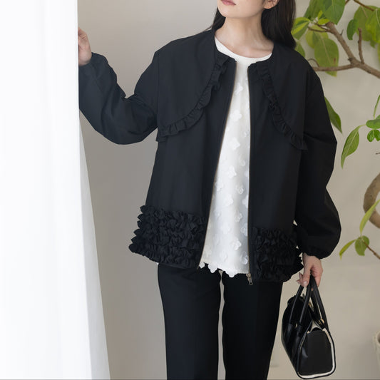 【8月22日(金)13時〜新発売】25AWシャカシャカ裾フリルブルゾン
