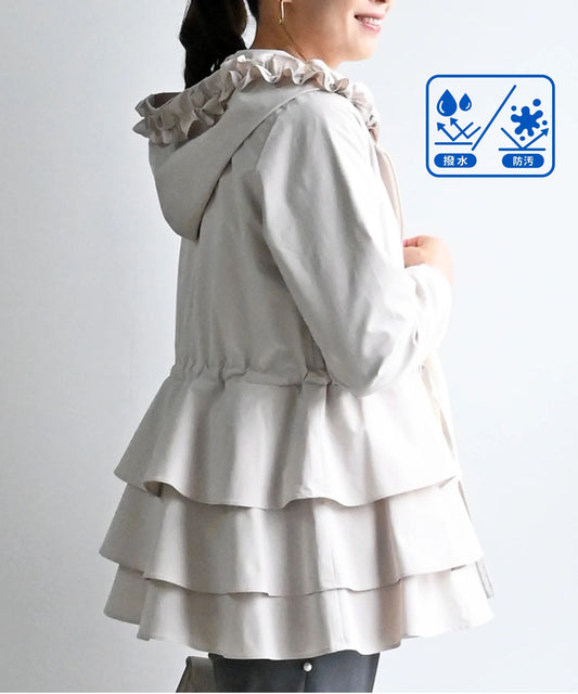【8月30日(日)20時〜新発売】撥水シャカシャカティアードフリルパーカー