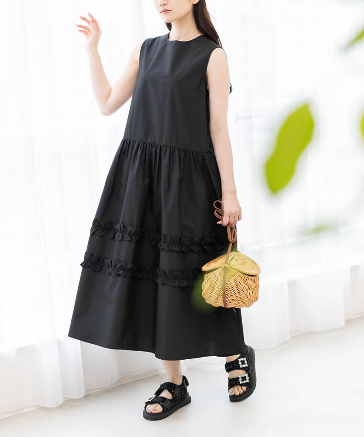 【5月24日(日)20時〜再入荷】フリルギャザーフレアワンピース　　　