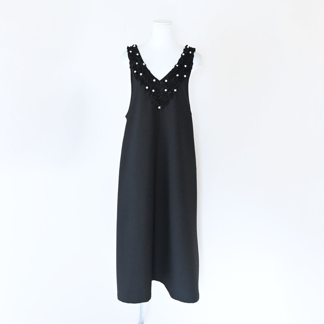 【新品♡タグ付き】 &LOVE ジレにもなるジャンスカ　フリル×パール♡ 新品♡タグ付き】 &LOVE ジレにもなるジャンスカ フリル×パール