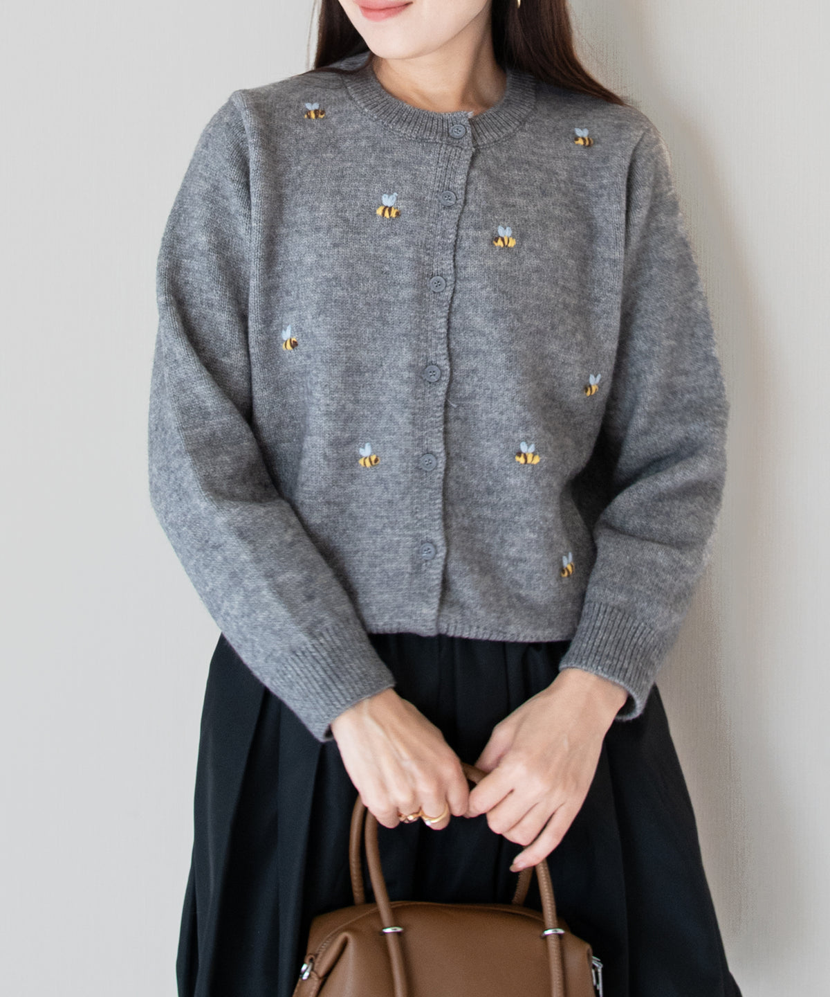 【10月18日(日)20時〜新発売】ミツバチ刺繍ニットカーディガン