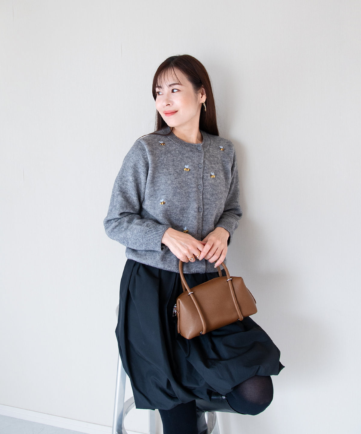 【10月18日(日)20時〜新発売】ミツバチ刺繍ニットカーディガン
